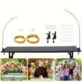 Balloon arch stand kit details showing flexible rods, table clamps, and party setup scenes. - Gold - 1m + 1.5m