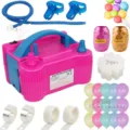 Vue détaillée de l'ensemble d'accessoires de pompe à ballon électrique avec buses et ballons. - Ensemble de Ballons avec Tube d'Extension