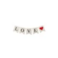 Bannière blanche en queue d'aronde avec lettres LOVE noires et cœur rouge pour mariage. - Bannière LOVE