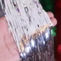 Rideau franges aluminium argenté brillant fond tinsel pour fête anniversaire mariage déco. - Argent
