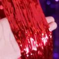 Tenda di frange in alluminio rosso metallizzato sfondo per festa di compleanno 1m - Rosso