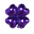 Purple four-leaf clover foil balloon heart shape helium balloon for party wedding birthday decor - Purple