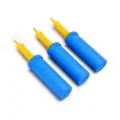 Handheld plastic balloon air pump variant, portable manual inflator tool for balloons. - Yellow Pointed Nozzle Air Pump