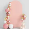 Housse de fond arche rose pour mariage anniversaire fête photographie avec ballons et ours - 220*120cm / Rose