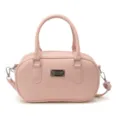 Sac bowling rose sac à main femme rétro unicolore décontracté bandoulière mode - Avec Pendentif / Rose