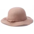 Elegante cappello cloche in lana da donna con tesa a onde e fiocco - M(56-58cm) / Kaki