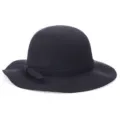Cappello a cloche elegante in feltro di lana nero da donna - M(56-58cm) / Nero
