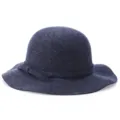 Eleganter dunkelblauer Wollfilz-Glockenhut für Damen mit Wellenrand und Band - M (56-58cm) / Mischblau