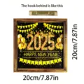 2025 New Year wooden photo frame pendant, black and gold glitter festival wall hanging decor. - Midnight Countdown / 20x20x1cm