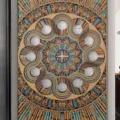 Arte murale in legno multistrato decorazione mandala appendiabiti blu e tono legno ornamento - Stella Rinlie / 1000x650mm