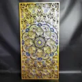 Arte da parete mandala in legno multistrato, scultura decorativa oro e blu. - Modelli dipinti / 590*1180mm