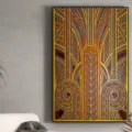 Wooden mandala wall art carving abstract Nordic hanging home decor sculpture for hallway entryway - Colored Style / 1180*708mm