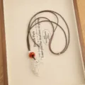 Long crystal beaded sweater chain with red bead and brown cord for women fashion jewelry. - Red Stone Round Crystal Style