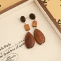 Ξύλινα γεωμετρικά σκουλαρίκια vintage boho ξύλινα κρεμαστά σκουλαρίκια γυναικεία - Στυλ Σταγόνας Νερού