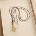 Süße emaillierte Bär Anhänger Halskette Damen, langer Pullover Kette, einzigartiger Modeschmuck. - Aprikose