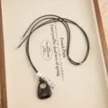 Korean style minimalist black leather cord wooden drop pendant necklace for women vintage chic jewelry - Leather Cord Style / Length 88cm / Thick Silver Grape Cluster Black Wood Necklaces