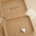 Korean ins-style silver polka dot heart necklace, trendy niche design adjustable sweater chain. - Polka Dot Heart Pendant Adjustable Necklace / 1 Piece / Silver