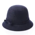 Elegante cappello a secchiello in feltro di lana da donna in grigio scuro con fiocco - M(56-58cm) / Ciano