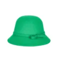 Elegante cappello cloche in feltro di lana verde per donna con una raffinata decorazione a fiocco - M(56-58cm) / Verde
