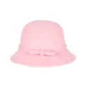 Elegant pink wool cloche hat for women with bow accent - Pink