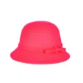 Elegant magenta wool felt cloche hat for women with side bow detail for autumn and winter - Rose Red