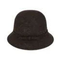Elegant women's dark brown wool felt cloche hat with decorative bow for autumn and winter - Mixed Coffee