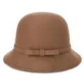 Elegant women's brown wool cloche bucket hat with stylish bow detail for autumn and winter season - Dark Khaki