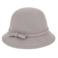 Elegant women's gray wool felt cloche hat with stylish bow detail for autumn and winter. - Light Gray