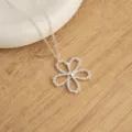 Silver-colored hollow flower pendant necklace, delicate chain, trendy jewelry for women. - Chain Flower Style (B-280) / Silver