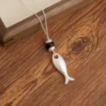 Elegante collana con ciondolo a forma di pesce in argento con catena fine e perle per donna - Collane a pesciolino argento opaco