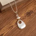 Silver long sweater chain necklace with crystal and metal drop pendant for elegant daily wear. - Safety Lock Bag Necklaces