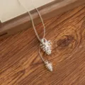 Silver tone pinecone pendant long sweater chain necklace, elegant jewelry accessory for women - Patchwork Chain Pinecone Necklaces