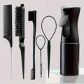 Professional 6-piece black hair styling comb set with a continuous water spray bottle - Black 6-Piece Set