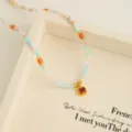 Colorful Beaded Necklace Dopeamine Style Square Pendant Choker Daily Versatile Jewelry - Red Mini Cube Beaded Necklaces