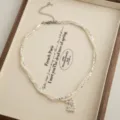 Double layer pearl and silver bead necklace, elegant clavicle chain for women and girls daily wear. - Wrapped Pearl Grape Cluster Necklaces