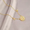 Gold Zircon Compass Starburst Necklace Fashion Niche Design Dainty Stackable Choker - Star Burst Sun Necklace
