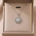 Exquisite sunflower zircon necklace detail, elegant titanium steel floral pendant jewelry for women. - Gold Sunflower (X1202)