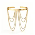 Bracciale da braccio a catena multistrato dorato stile punk metallo aperto gioiello moda - Oro