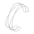 Brazalete de brazo abierto de metal multihebra diseño geométrico joyería minimalista chic - Doble Capa Entrecruzada Plateado