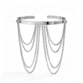 Bracciale Da Braccio Multistrato Con Catena Argentata Stile Punk Per Donna Elegante - Argento