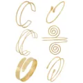 Set di bracciali da braccio aperti in metallo dorato, gioielli geometrici minimalisti - Set da 6 Pezzi / Oro