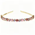Gold crystal rhinestone headband for women, luxury colorful sparkling hair accessories main pic. - Gold