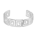 Bracelet manchette creux géométrique argenté, jonc de bras ouvert réglable en métal élégant. - Argent