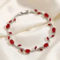 Exquisite red zircon stone vine branch silver bracelet delicate jewelry detail showcase - Red Main Stone Branch Silver (TS0474)