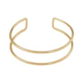 Bracciale rigido aperto in metallo doppio strato dorato gioiello moda minimalista donna. - Oro