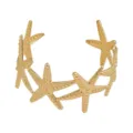 Gold starfish open cuff bracelet, summer beach style adjustable metal jewelry for women. - B81 Summer Starfish Style / Gold