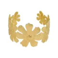 Gold metal open cuff bracelet with exaggerated flower design, chic hollow fashion jewelry. - B84 Exaggerated Flower Style / Gold
