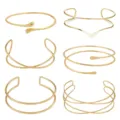 Gouden geometrische open armmanchet armband set voor dames mode minimalistische sieraden - S35 Stijl (Goud)