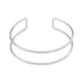 Bracciale rigido aperto a doppio strato in metallo argento gioiello geometrico moderno - Argento