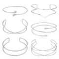 minimalistische zilveren metalen open manchet armband geometrische gedraaide cross arm sieraden - S35 Stijl (Zilver)